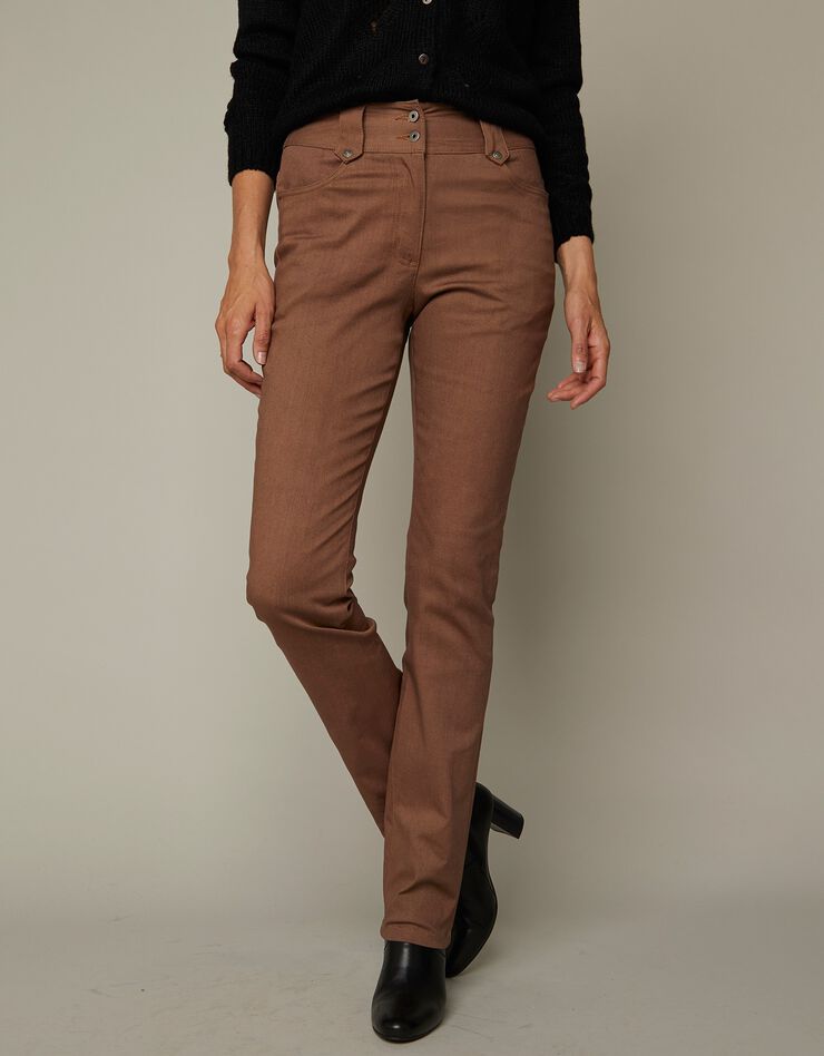 Pantalon droit taille haute effet denim - petite stature (noisette) Pantalon droit taille haute effet denim - petite stature (noisette)