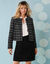 Veste tweed spécial Petites manches longues à carreaux (noir)