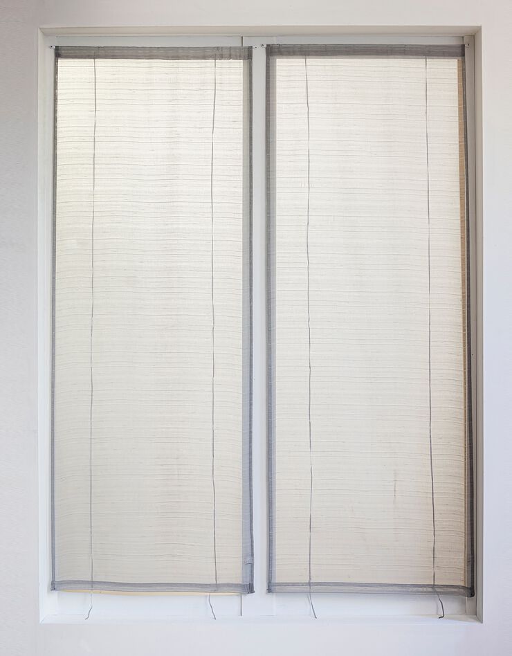 Vitrage voile fines rayures - la paire (gris)