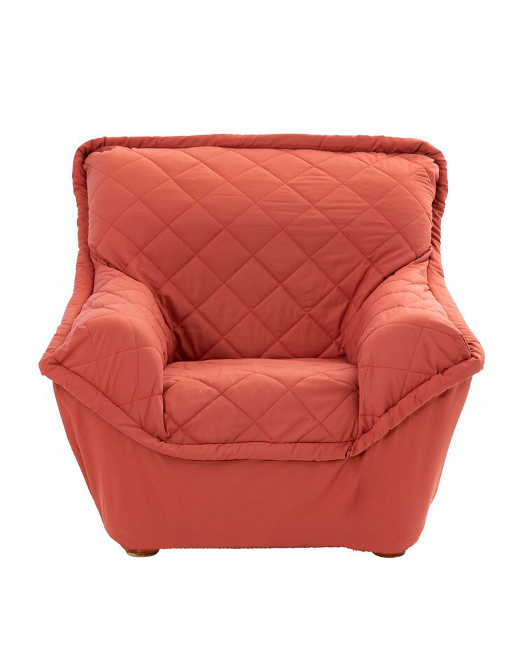 Housse bachette matelassée coton uni fauteuils canapés accoudoirs (terracotta)