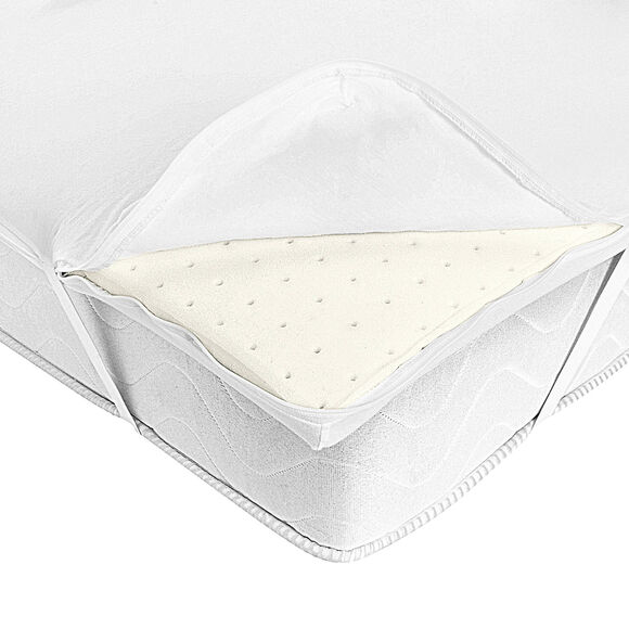 Housse imperm&eacute;able extensible et &eacute;lastiqu&eacute;e pour surmatelas (blanc)