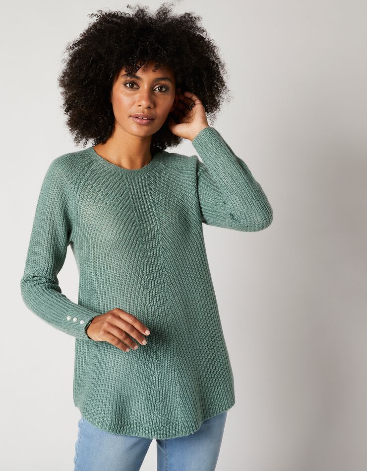 Pull évasé maille anglaise (kaki) Pull évasé maille anglaise (kaki)