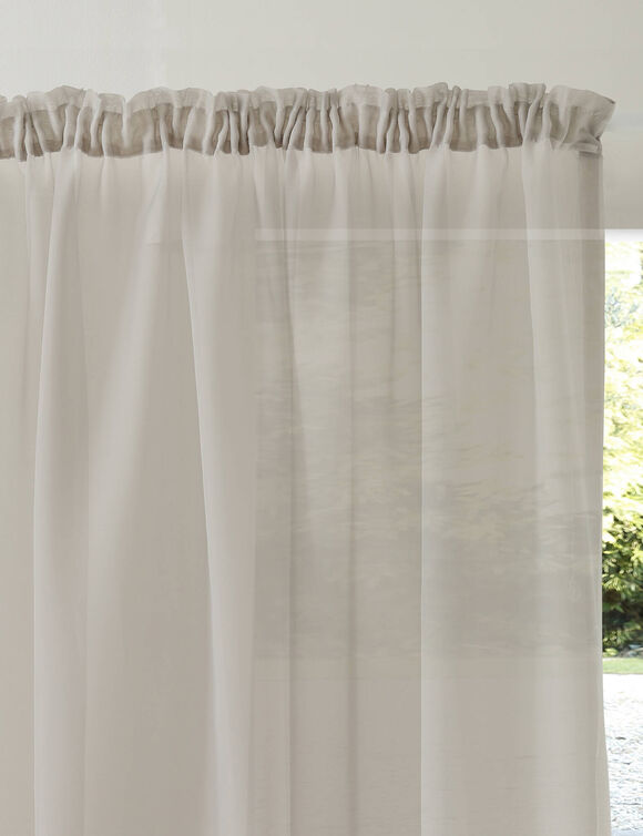 Panneau voile uni finition galon fronceur (gris perle)