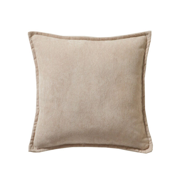 Coussin uni velours côtelé (beige)