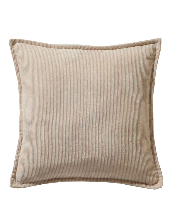 Coussin uni velours côtelé (beige)