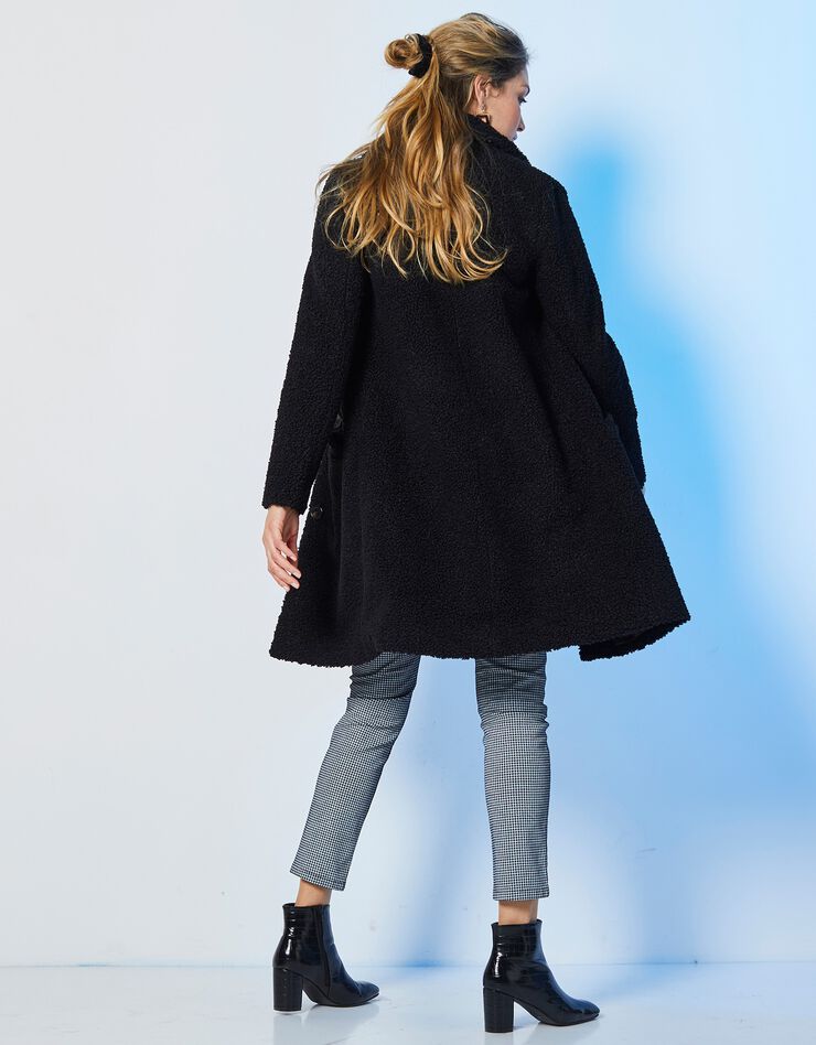 Manteau maille bouclette col tailleur (noir) Manteau maille bouclette col tailleur (noir)
