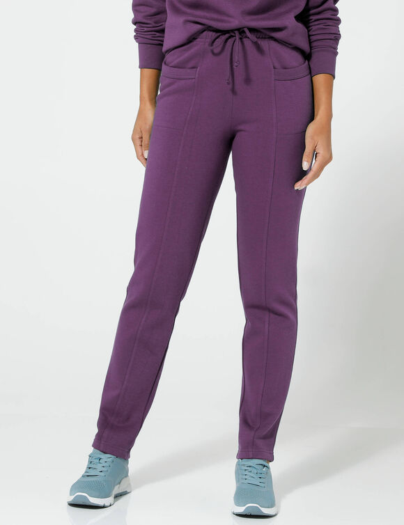 Pantalon jogging, molleton gratté (raisin)