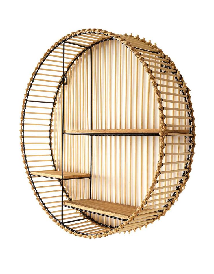 Etagère ronde métal et bois - 3 tablettes (bois)