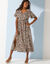 Robe longue manches papillons, imprimé léopard (écru / noisette)