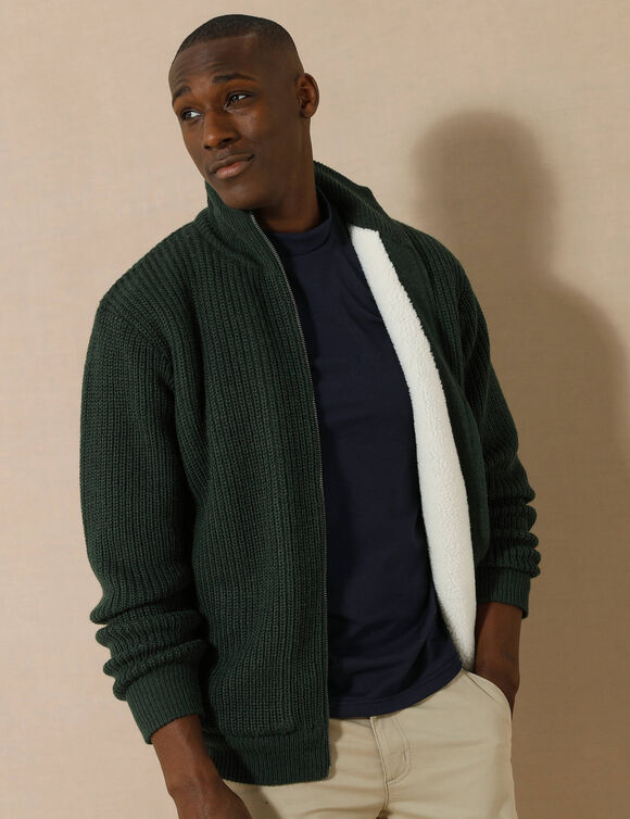 Blouson côte anglaise intérieur fourré (vert sapin)