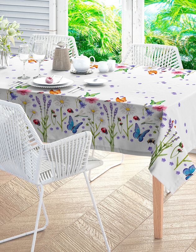 Nappe coton imprimé bucolique (blanc) Nappe coton imprimé bucolique (blanc)