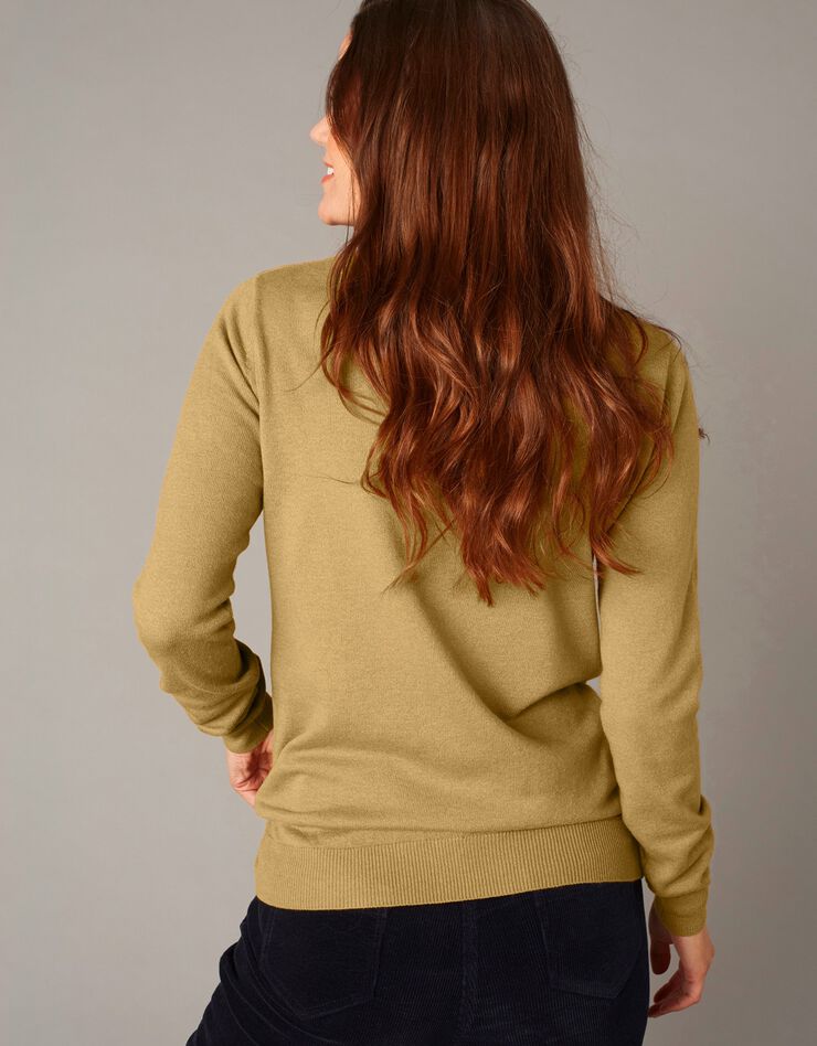Pull col V, laine d'agneau (vert olive) Pull col V, laine d'agneau (vert olive)
