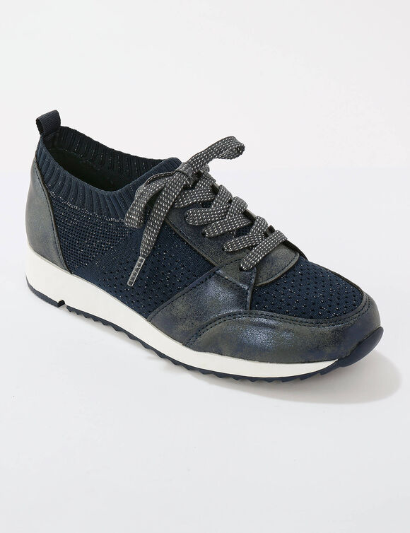 Baskets tricot fantaisie à enfiler (bleu)