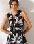 Robe courte imprimée sans manches (noir / écru)