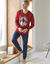 Pyjama pantalon jersey, col V contrast&eacute; (brique / marine)