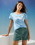 T-shirt boite, imprimé papillons (bleu)