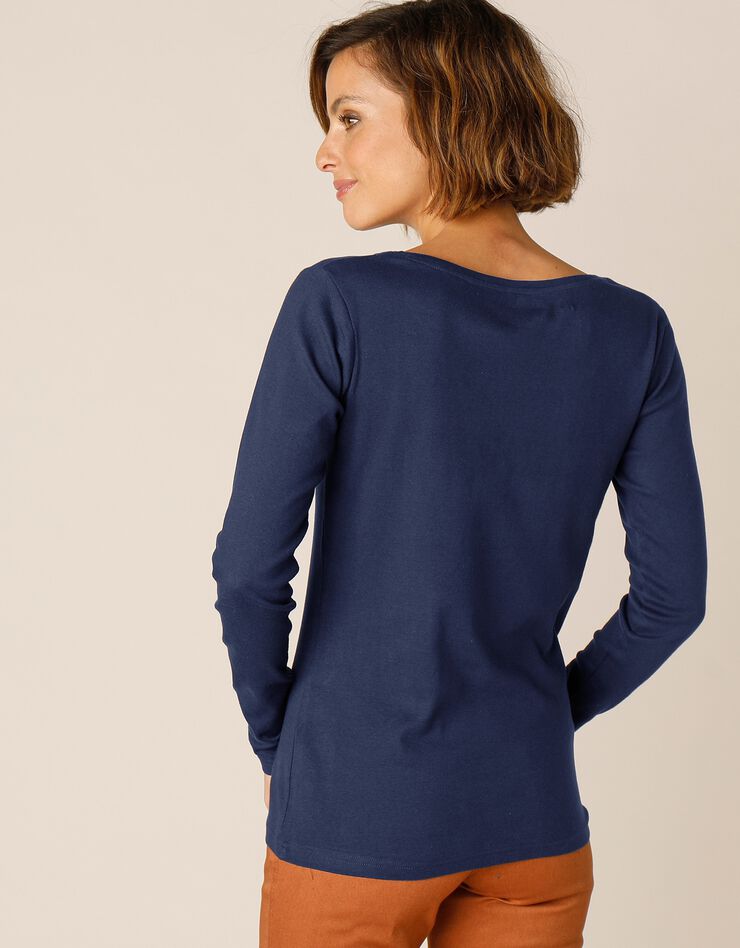 Tee-shirt uni manches longues jersey coton bio (marine) Tee-shirt uni manches longues jersey coton bio (marine)