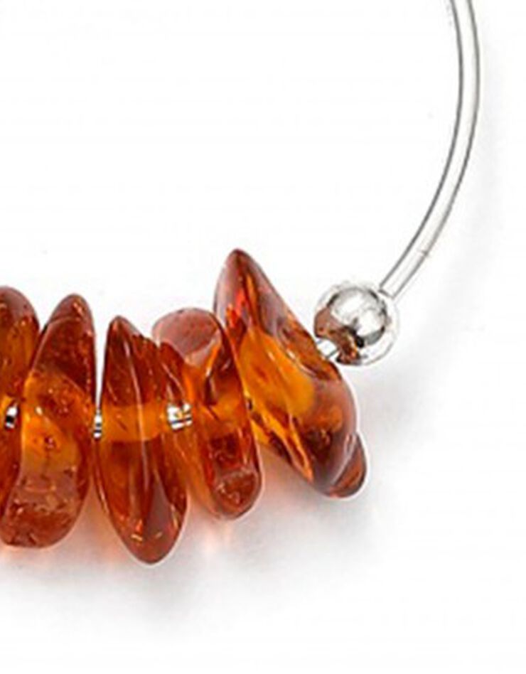 Collier pendentif "chips" ambre cognac(1) et argent (ambre) Collier pendentif "chips" ambre cognac(1) et argent (ambre)