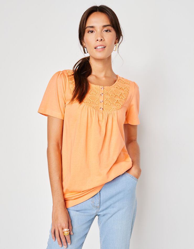 Tee-shirt macramé manches courtes (mangue) Tee-shirt macramé manches courtes (mangue)