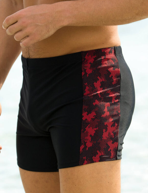 Boxer de bain mi-long (noir / rouge)