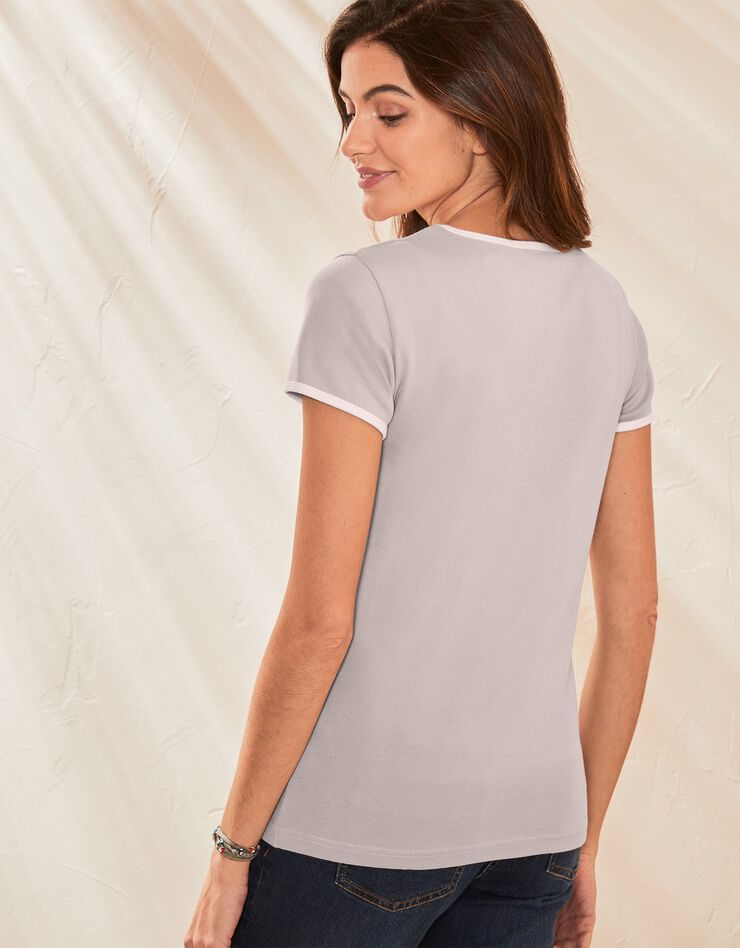 Tee-shirt bicolore manches courtes  (grège)