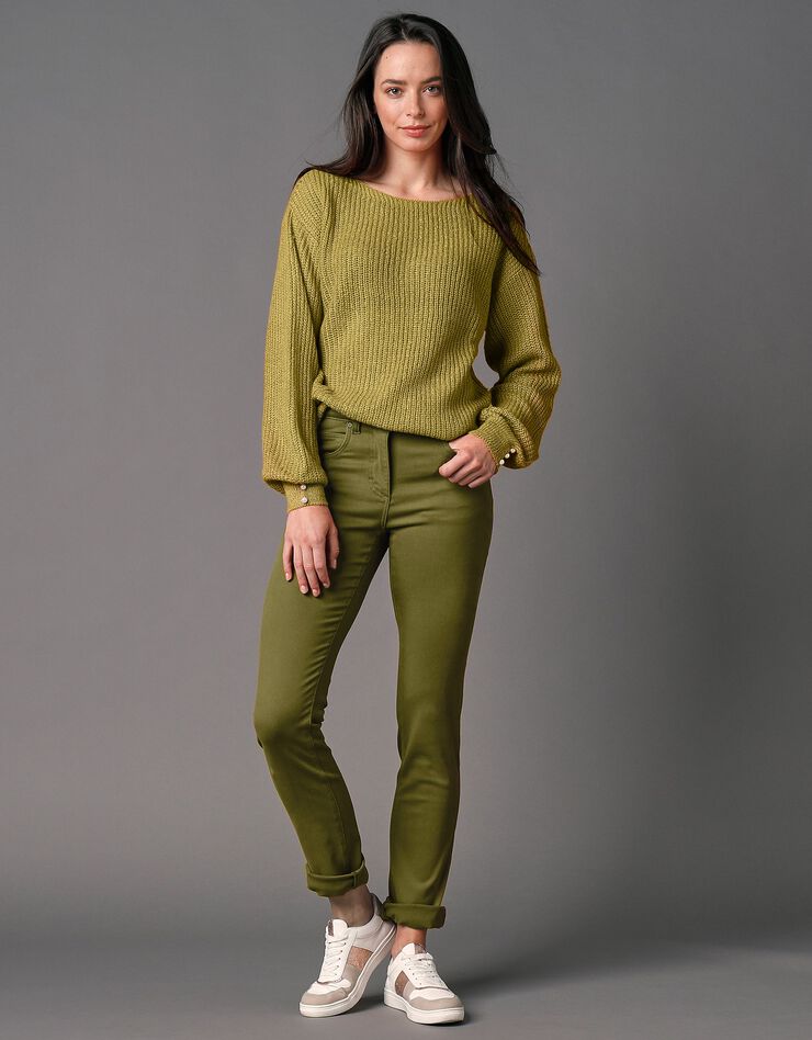 Pull col bateau, maille anglaise toucher mohair (vert mousse) Pull col bateau, maille anglaise toucher mohair (vert mousse)