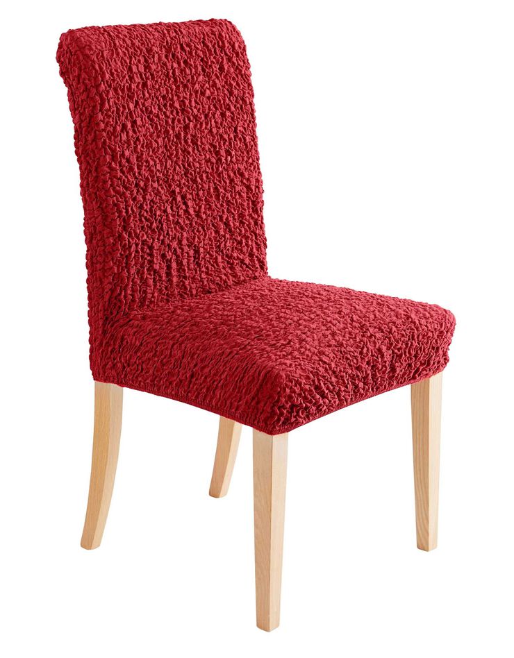 Housse chaise unie gaufrée bi-extensible (bordeaux)