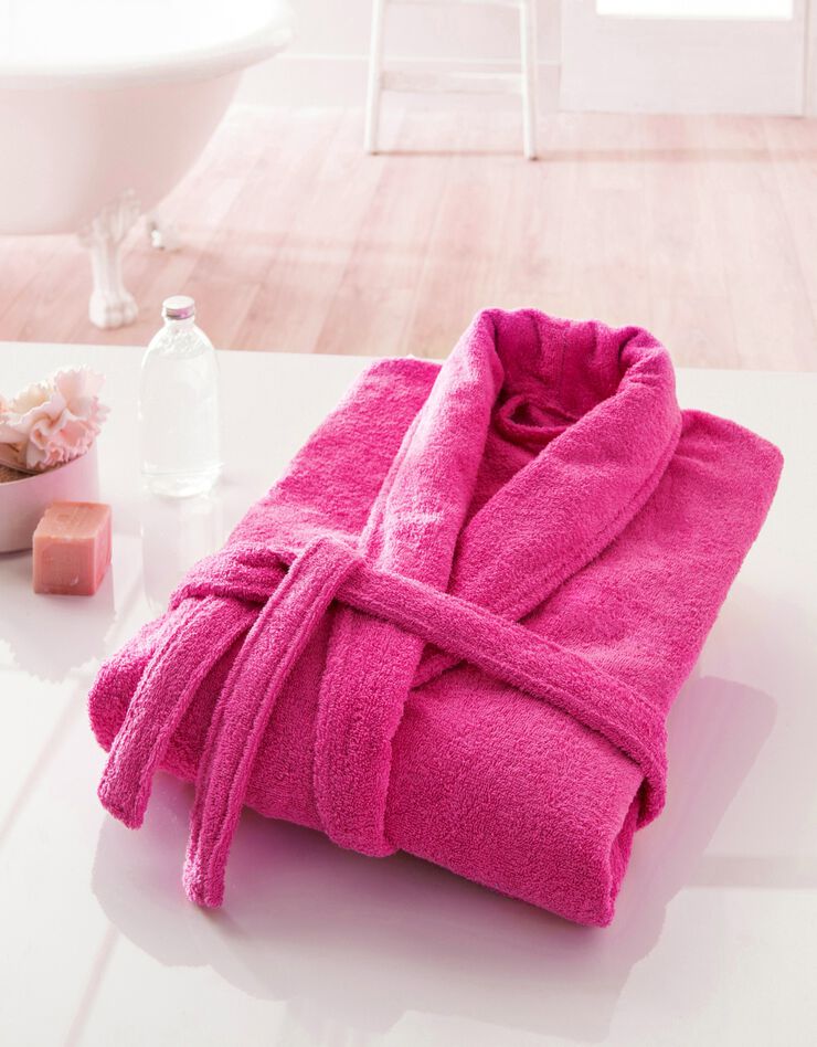 Peignoir mixte adulte col châle éponge bouclette (fuchsia) Peignoir mixte adulte col châle éponge bouclette (fuchsia)