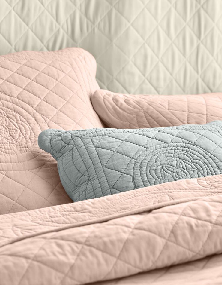 Couvre-lit uni style boutis Cassandre (rose thé)