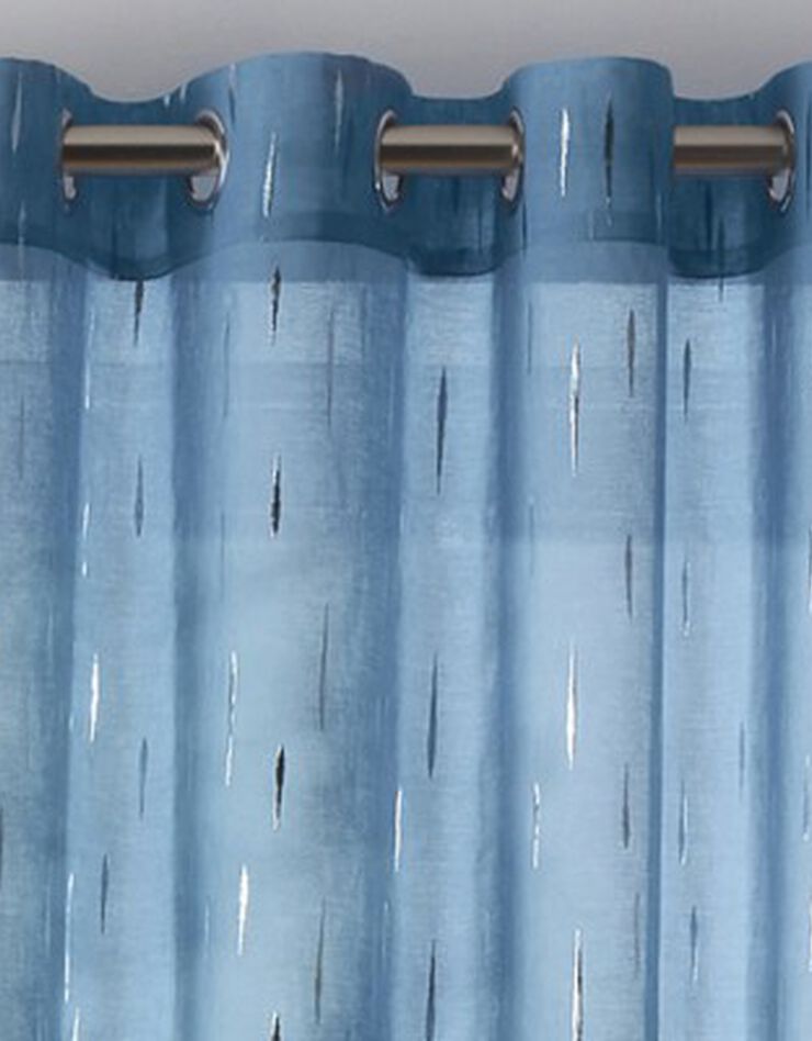 Panneau voile motif gouttelettes argentées finition oeillets (bleu grisé)