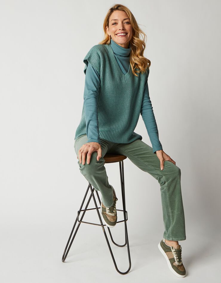 Pull col V manches courtes (vert jade) Pull col V manches courtes (vert jade)