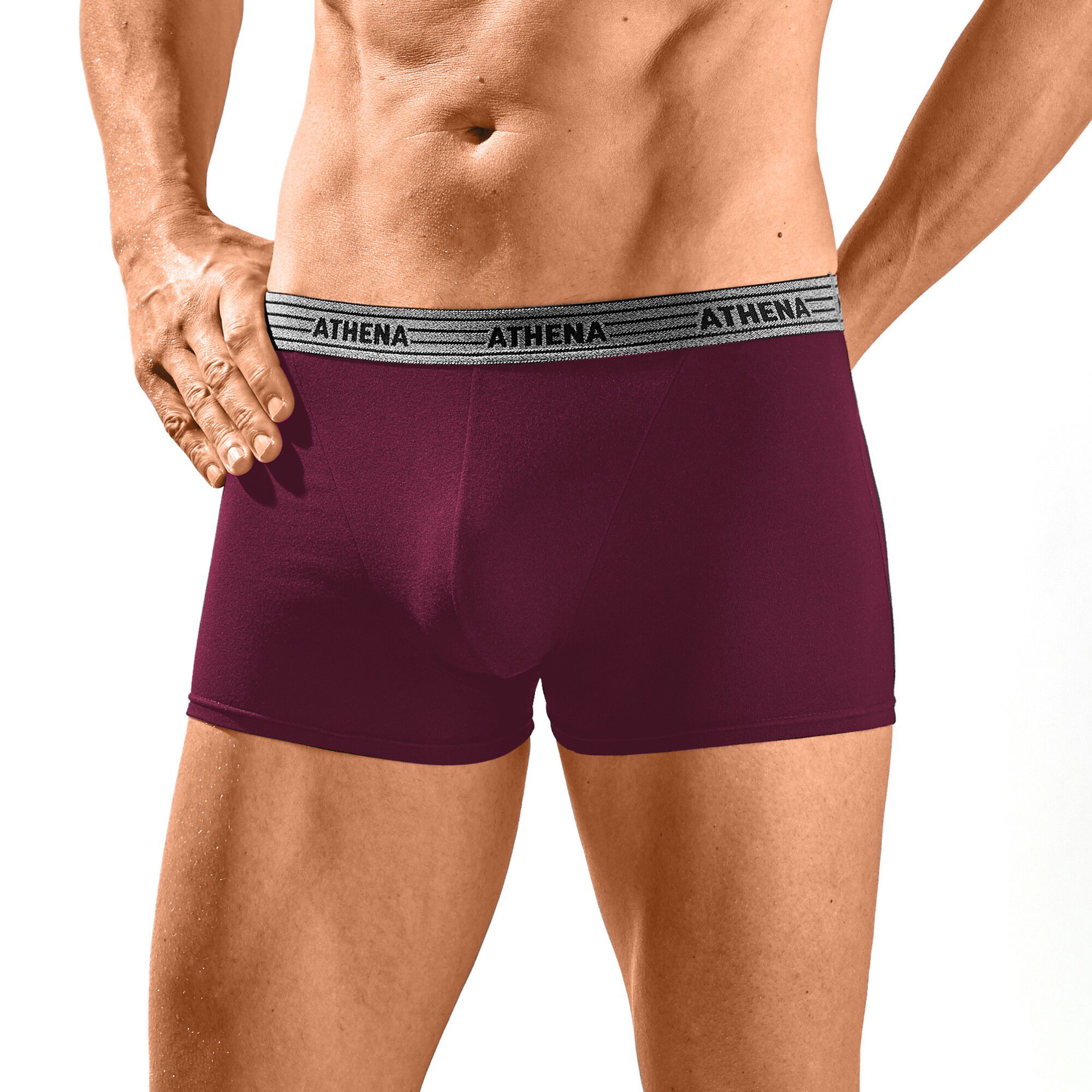 Boxer Basic Coton lot de 4 gris chin prune Blancheporte