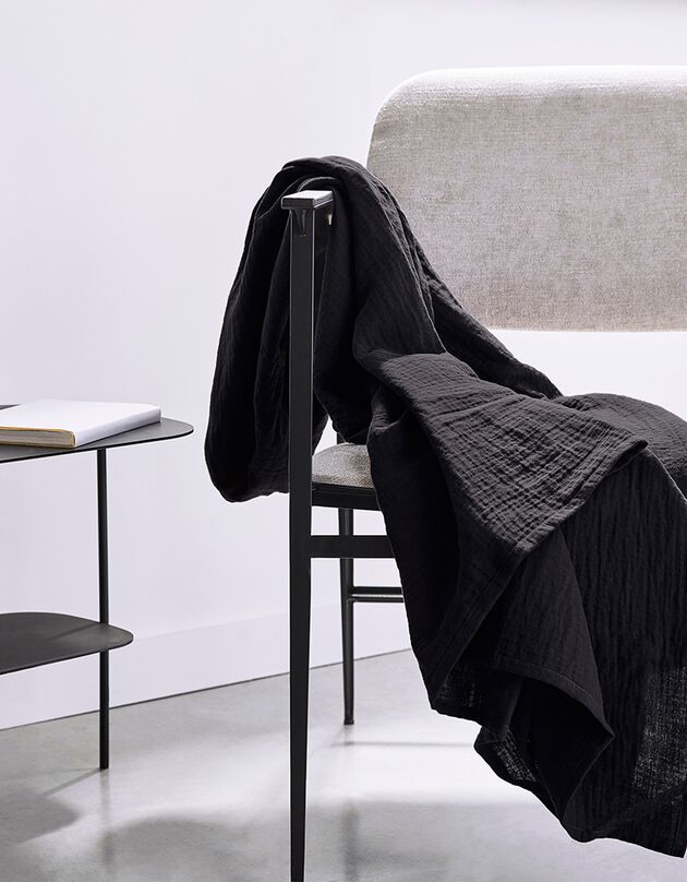Plaid uni ou jeté de canapé gaze de coton (gris anthracite)