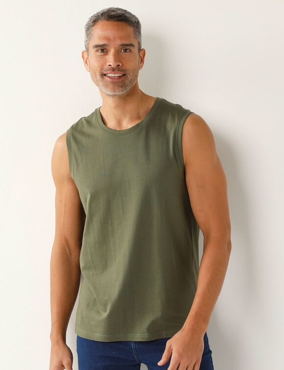 T-shirt col rond sans manches - lot de 3 (corail + vert sauge + kaki)