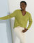 Pull col V, maille anglaise toucher doux (anis)