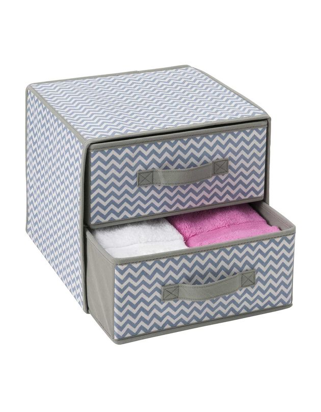 Cube 2 tiroirs tissu (gris)
