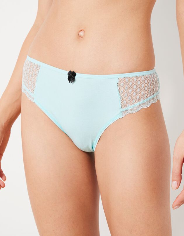 Culotte midi dentelle coton uni Tropea - lot de 4 (noir + bleu)