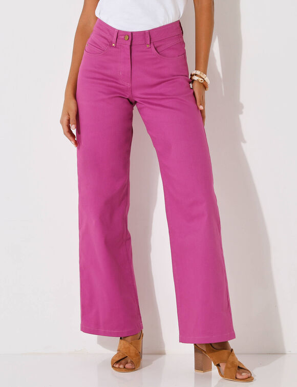 Pantalon couleur coupe large 5 poches (violine)
