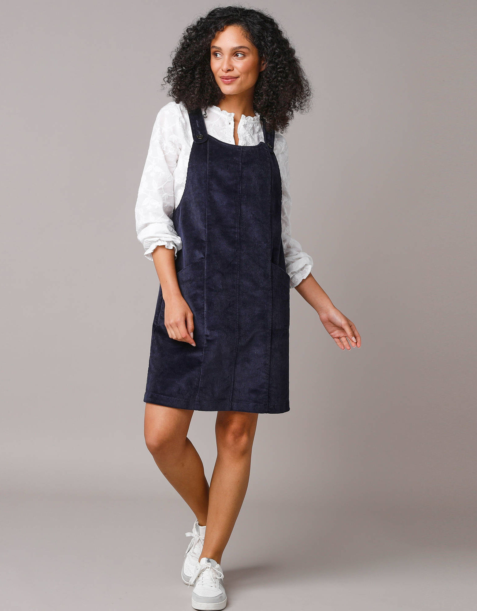Robe chasuble évasée, velours côtelé, marine | Blancheporte