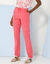 Pantalon fuselé fluide, lin-coton (rose)