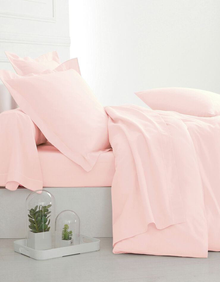 Linge de lit uni coton (rose poudré)