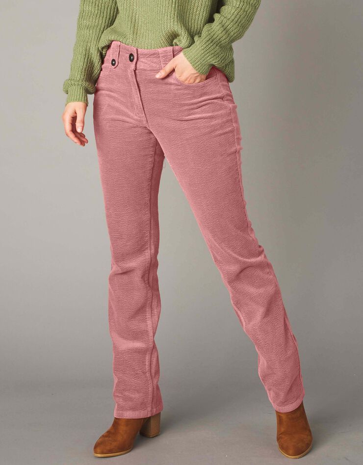 Pantalon droit, velours côtelé (rose grisé)