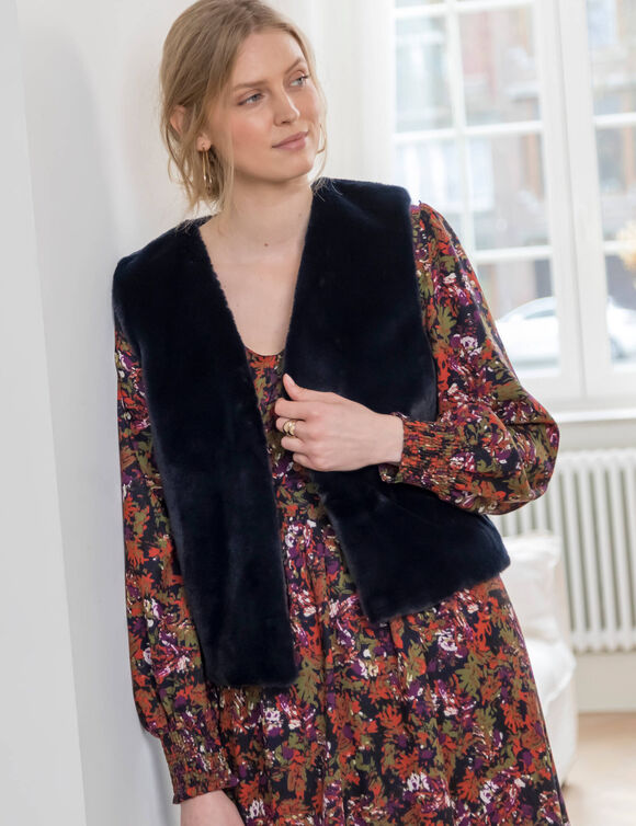 Veste sans manches en fausse fourrure  (marine)