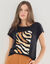 T-shirt manches courtes, imprim&eacute; (noir / caramel)