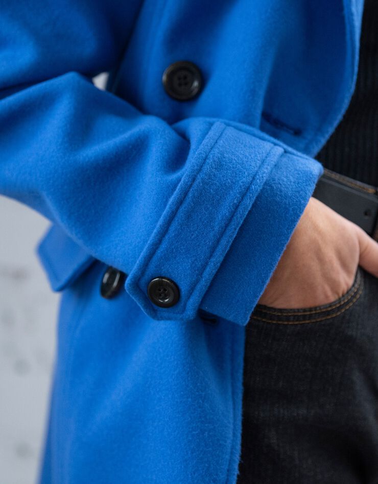 Manteau caban aspect drap de laine (bleu dur)