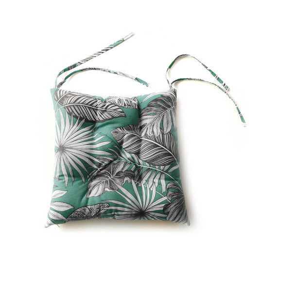 Galette de chaise imprim&eacute; tropical - lot de 2 (vert)