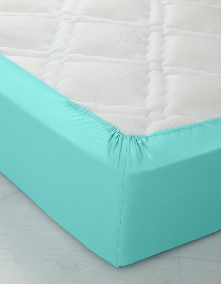 Linge de lit uni polyester-coton Colombine (lagon)
