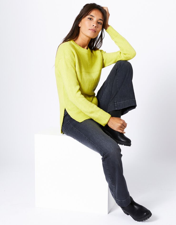 Pull col rond maille anglaise et jersey (blanc) Pull col rond maille anglaise et jersey (blanc)