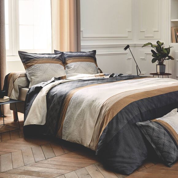 Linge de lit Tiago satin de coton imprimé (noir)