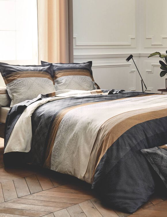 Linge de lit Tiago satin de coton imprimé (noir)